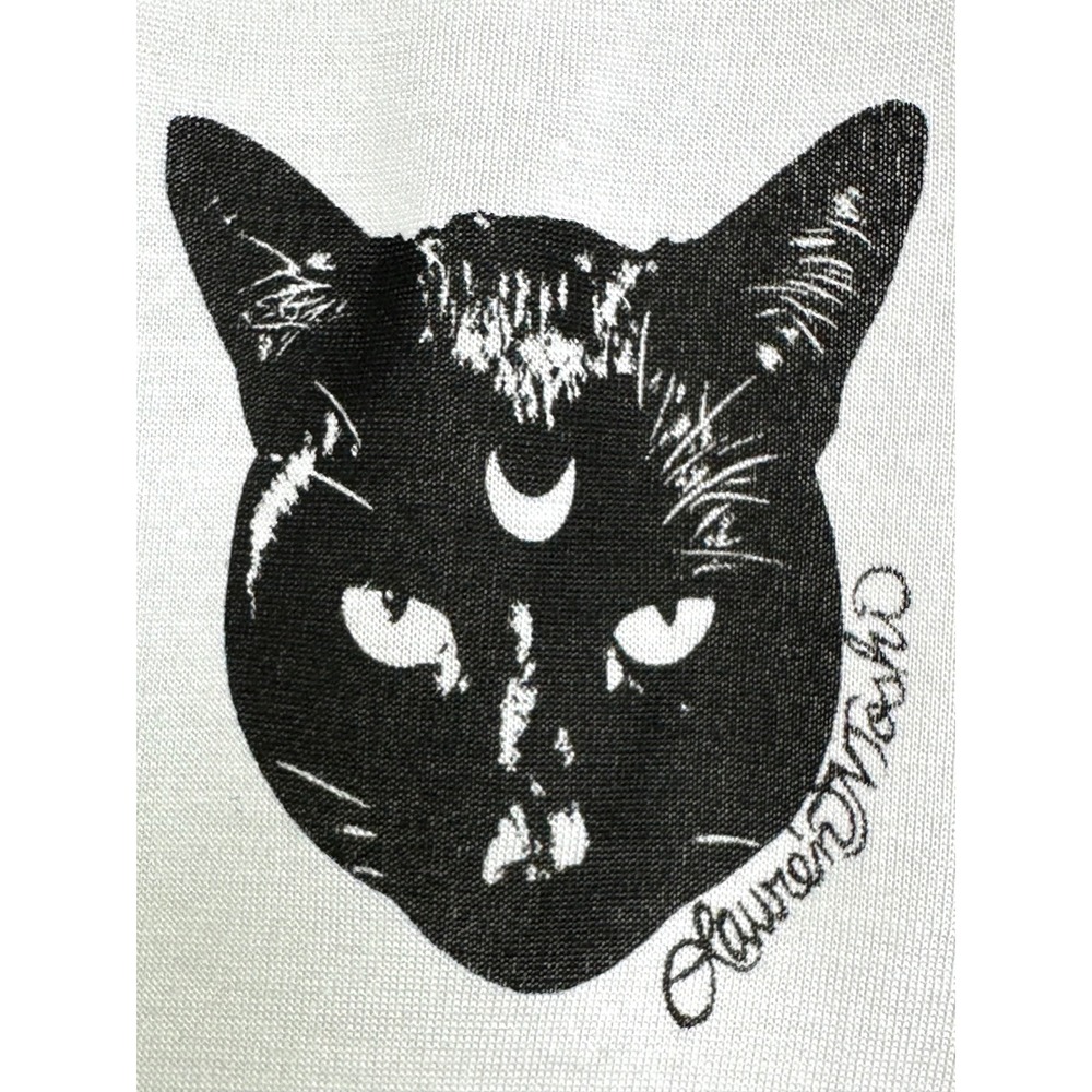 Lauren Moshi Black Cat Moon Long Sleeve Tee Soft Goth Witchy Indie Sleaze - Picture 3 of 10